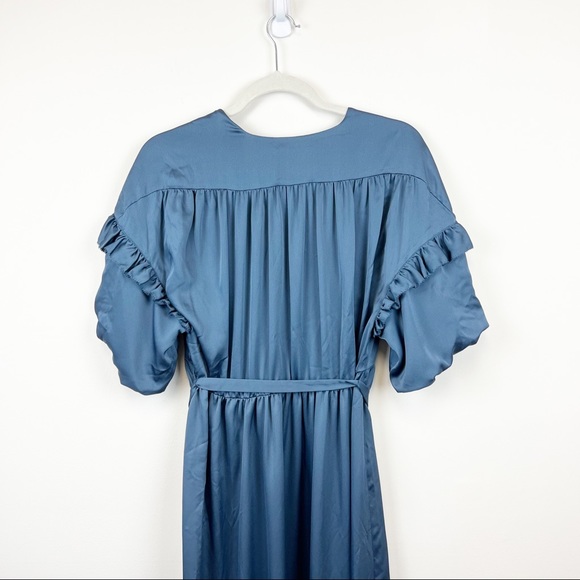 NWOT KATE SPADE NY Slate Blue Satin Midi Dress Size 6 - Picture 6 of 11